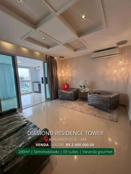 Diamond Residence - APARTAMENTO Semimobiliado com 03 Suítes - À VENDA