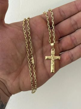 Cordão de Ouro 18k com Cruz - 10G - 70CM