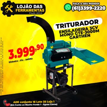 Triturador Ensiladeira 3Cv Mono GTe-3000m Garthen