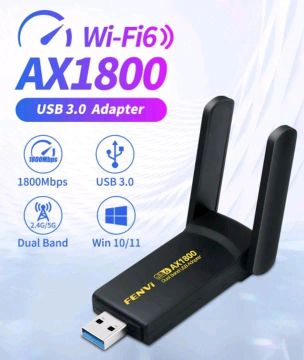 Adaptador Wi-Fi 6 Fenvi AX1800 USB 3.0 Dual Band *Entrego Aceito Cartão