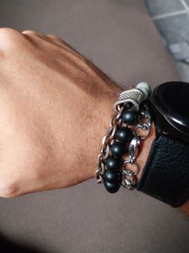 Pulseira de pedras e corrente - USADA - MUITO ELEGANTE E BONITA