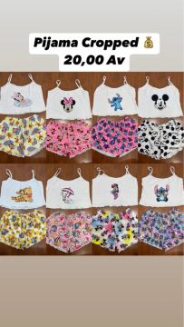Pijama Cropped Infantil - Diversos Personagens