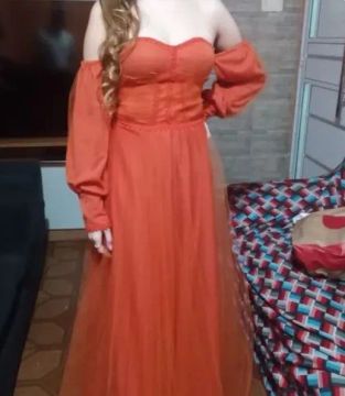 Vestido terra cota Longo 