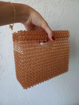 Bolsa de mão em contas bege