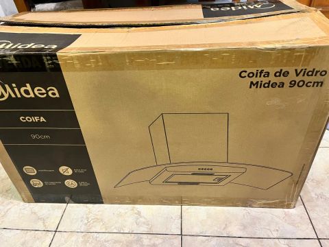 Coifa de vidro inox midea 90cm nova lacrada