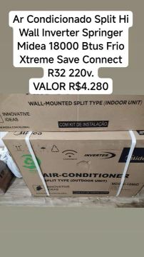 Ar Condicionado Split Hi Wall Inverter Springer Midea 18000 Btus Frio