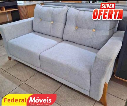 Sofá de Linho 1,70m Pés Madeira Moderno - Super Oferta!