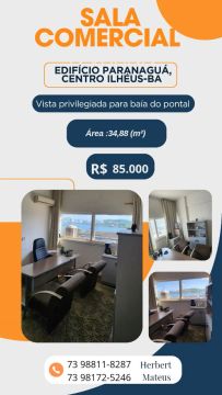 SALA COMERCIAL,  VISTA PRIVILEGIADA PARA A BAÍA DO PONTAL ILHÉUS-BA 