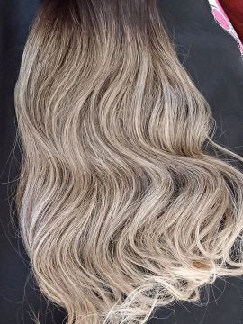 Cabelo humano virgem, loiro com luzes, 100% humano