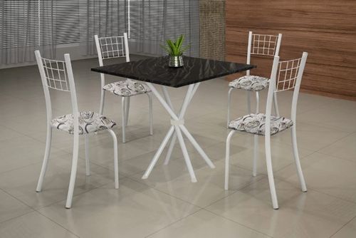 Mesa Dany 70x70 c 4 Cadeiras Branco Frete Grátis - Até 12x