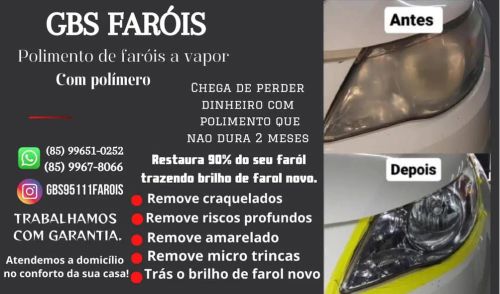 Polimento & ventrificação de faróis com polímero.