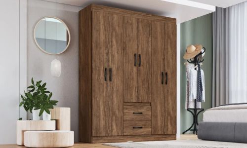 GUARDA ROUPA SIDNEY 6 PORTAS- 4 PRATELEIRAS. 630,00 PARCELADO SEM JUROS !