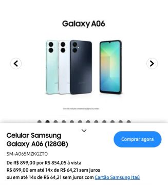Celular Samsung Galaxy A06 (128GB) - Novo
