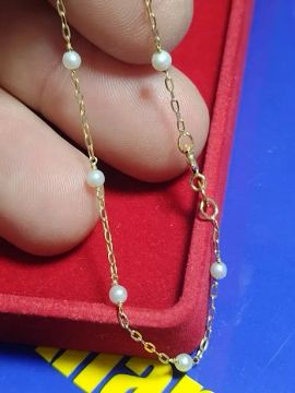 Pulseira Infantil Pérola 2.60 mm Ouro 18 Kilates 1.00 Grama Corrente 1 mm