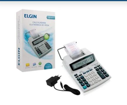 calculadora eletronica de mesa com adaptador elgin
