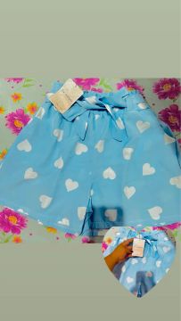 Shorts Feminino Azul com Coração