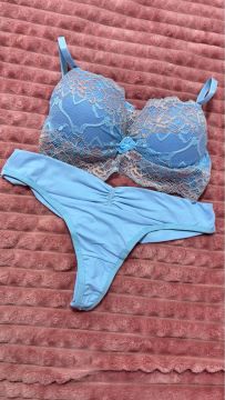 Conjunto de Lingerie Renda Azul