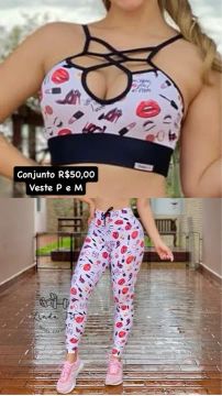 Conjunto legging e top - Veste P e M - Marca Anne Fitness