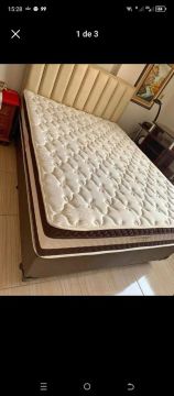 Cama Box casal com Cabeceira e colchão d45