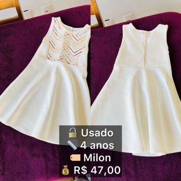 Vestido Branco Infantil 4 anos Milon