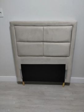Cabeceira de Cama Solteiro  em Suede Bege