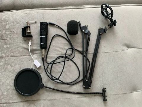 Kit De Microfone Para Streaming Satellite A-mk05 Condensador Cor Preto