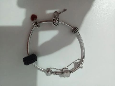 PULSEIRA FEMININA PRATA LEGÍTIMA COMPLETA COM BERLOQUES
