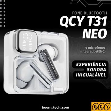 Fone Sem Fio QCY T31 NEO Bluetooth | Garantia | Design Futurista | Pronta Entrega