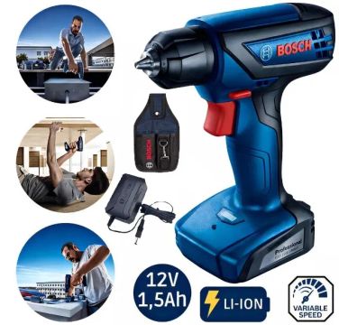 Parafusadeira Furadeira Bosch GSR1000 Smart 12V + Cinto para Ferramentas + 2 anos Garantia