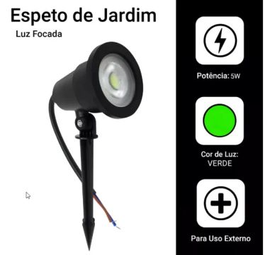 Luminária Espeto Jardim COB 5W Verde Bivolt IP65 - Mayler