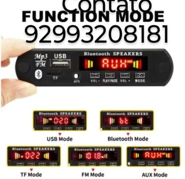 Transmissor FM Bluetooth com Entrada USB, TF e Auxiliar