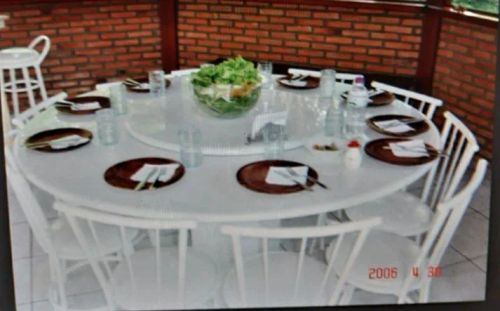 Mesa de jantar giratória em mármore branca redonda