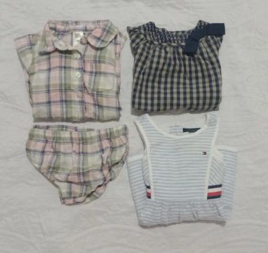 Kit com 4 peças infantis bebê menina 3 a 9 meses