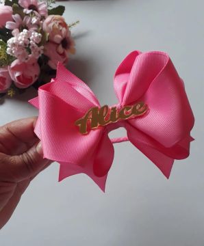 Tiara de cabelo com laço e nome Alice