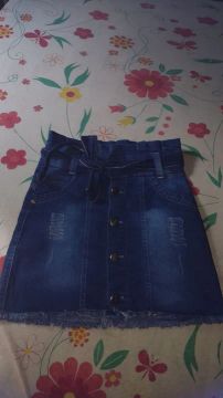Saia Jeans Botões - Tamanho p