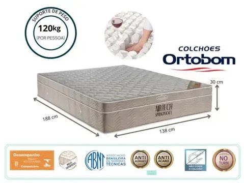 COLCHÃO CASAL AIRTECH SPRINGPOKET ORTOBOM MOLAS ENSACADAS NS