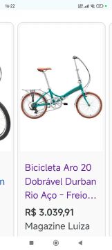 Bicicleta Aro 20 Dobrável Durban Rio Aço - Freio a Disco
