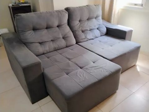 SOFÁ RETRÁTIL CINZA 3 LUGARES 2.30