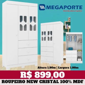 Guarda Roupa Infantil New Cristal 3 Portas 100% MDF (Novo) Entrega Grátis!