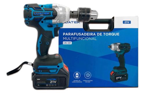 Chave de impacto profissional Luatek lwj-221 soquete mandril parafusa e fura