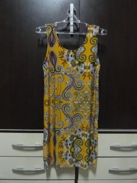 Vestido Seda Bronze Estampado Tam. M