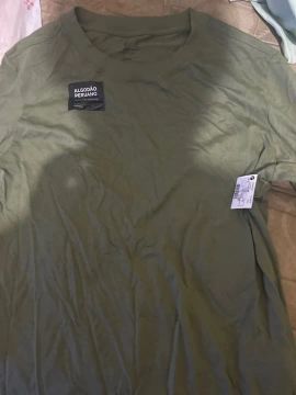 Camiseta manga longa em Algodão Peruano Verde, Nova.