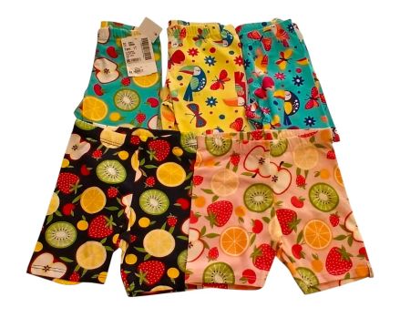 Kit de Bermuda Ciclista Escolar Em Cotton Menina Infantil Marca Boca Grande Com 5 Peças 
