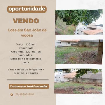 Vendo lote em São João de Viçosa