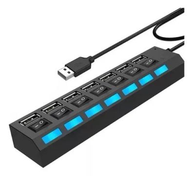 Hub Usb 7 Portas 2.0 Multi Entrada Chave Seletora Régua