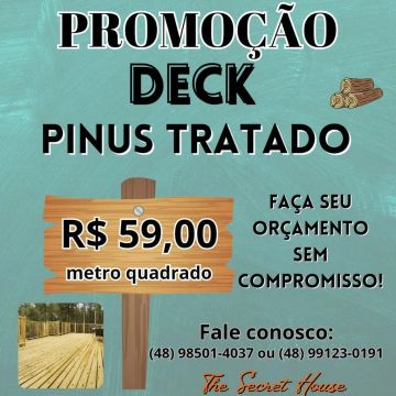 Deck de madeira Pinus Tratado - R$ 59,00/m²