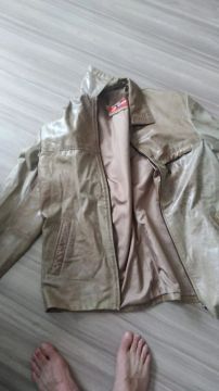 Jaqueta de Couro Masculina Bege