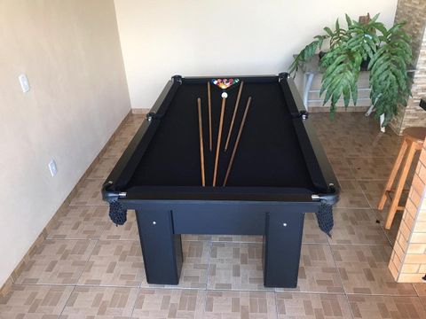 Mesa de Bilhar Charme Preta Tx Tecido Preto Modelo KDV6943