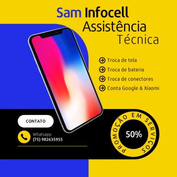 Assistência técnica celular - Troca de tela, bateria, conectores e muito mais!
