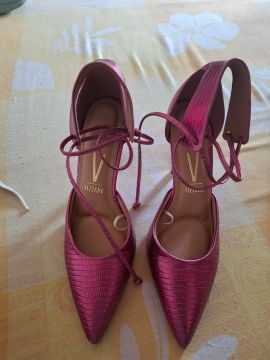 Sandália feminina Vizzano rosa metalizada